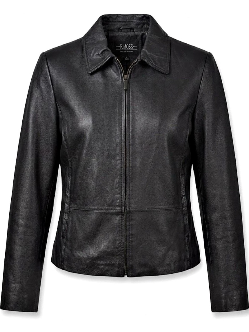 B. Moss Coat Collection Leather Jacket in Black Size Medium Like New